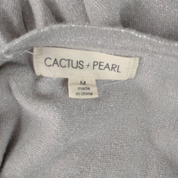 Cactus Pearl Womens Pullover Long Sleeve Sweater Metallic Silver Sz Med. - Picture 6 of 6
